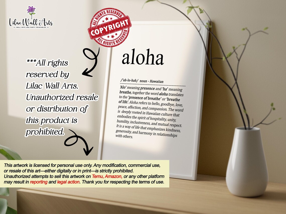 Aloha Definition Poster, Hawaiian Wall Decor - Image 6