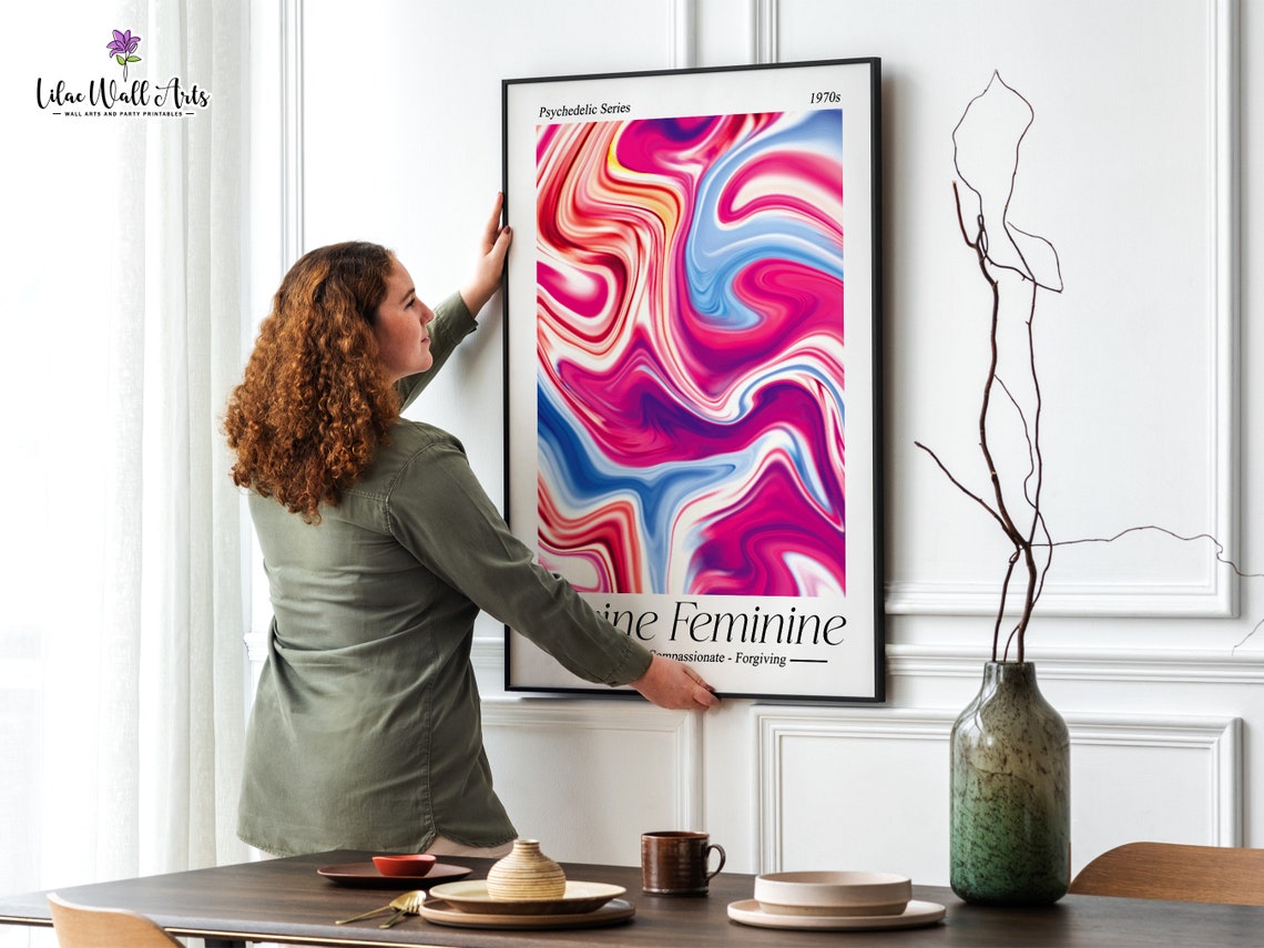 Divine Feminine Psychedelic 1970s Marble Swirl Retro Art Poster - Image 2