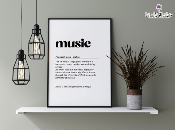Music Definition Dictionary Typography Art Poster for Musicians and Teachers