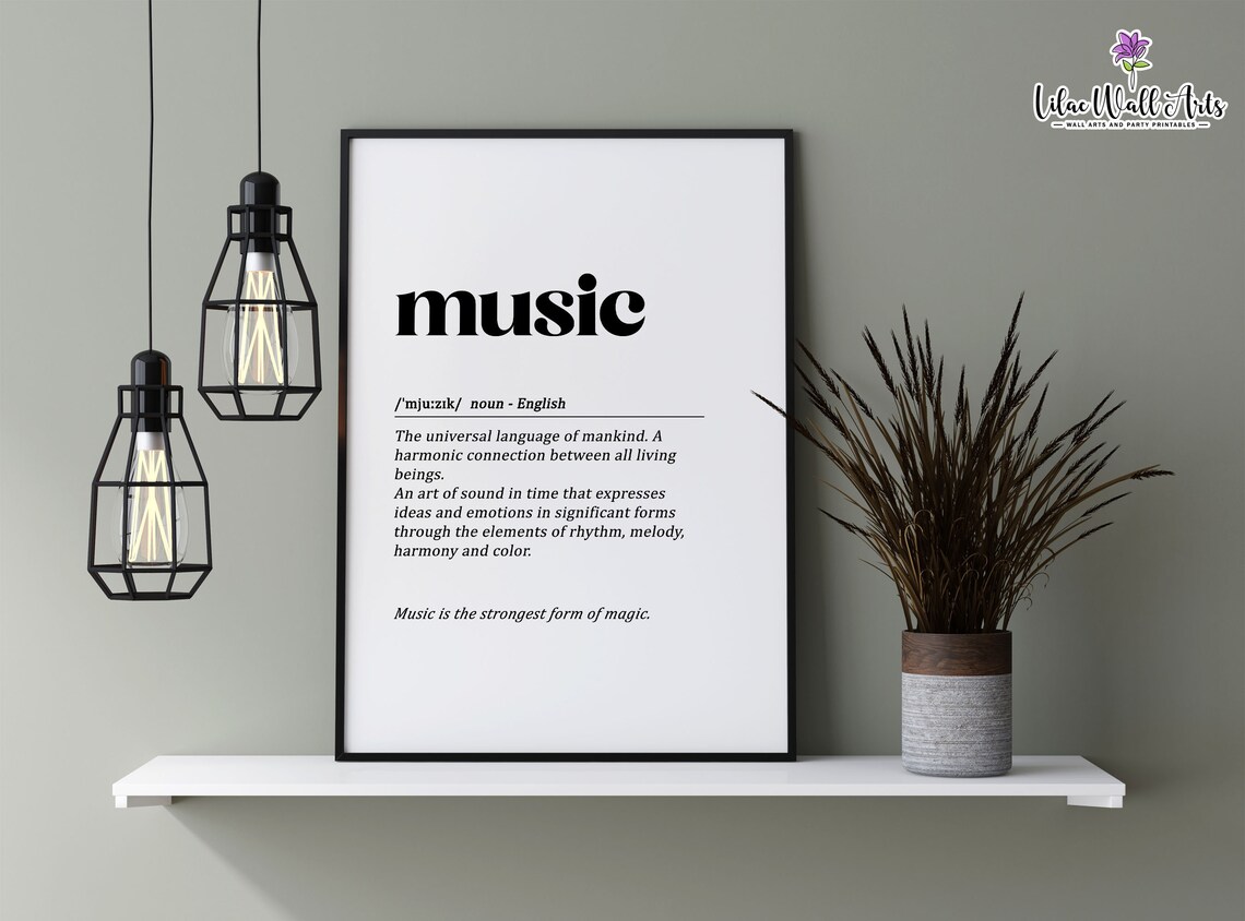 Music Definition Dictionary Typography Art Poster for Musicians and Teachers