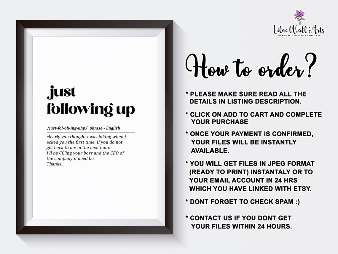 Just Following Up Funny Office Email Dictionary Definition Wall Art - Image 2