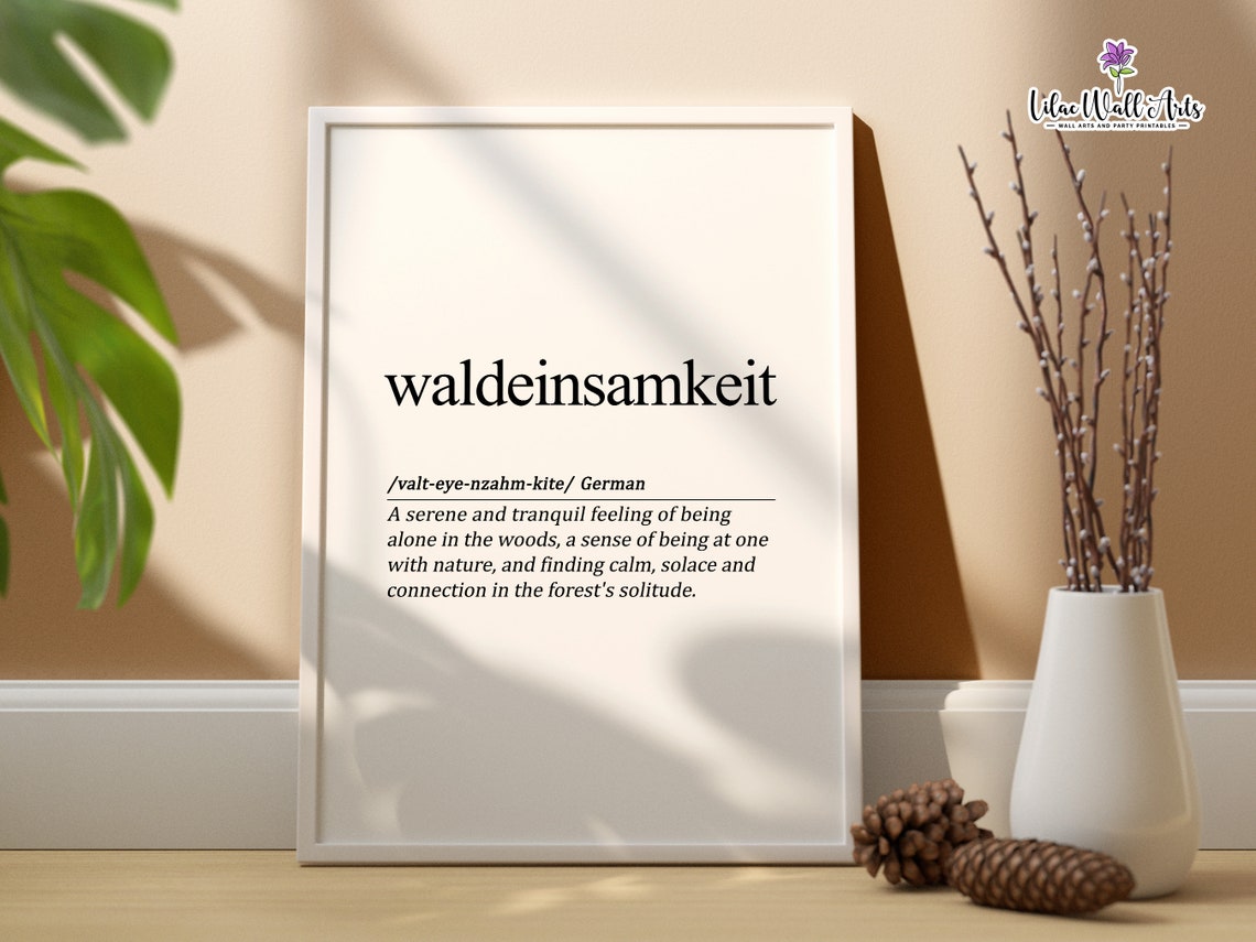 Waldeinsamkeit German Definition Minimalist Word Art Forest Poster
