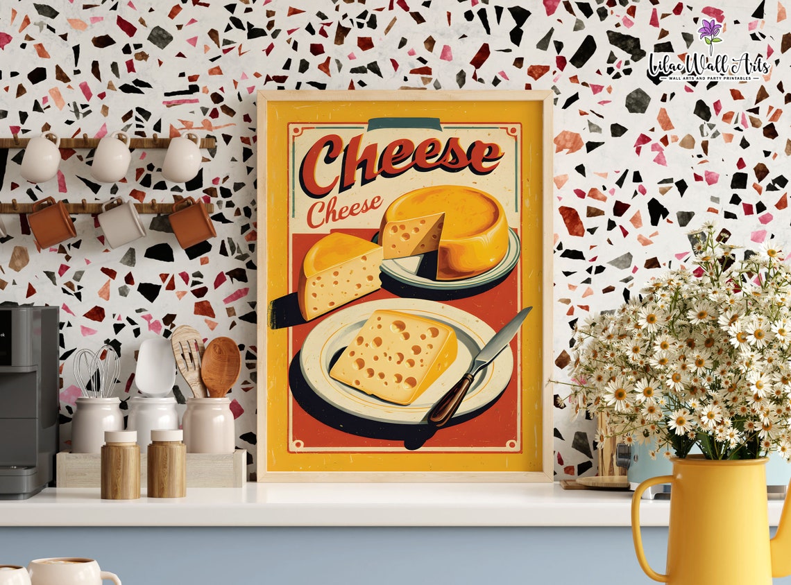 Cheese Cheese Retro Advertisement Poster Vintage Kitchen Food Decor - Image 2
