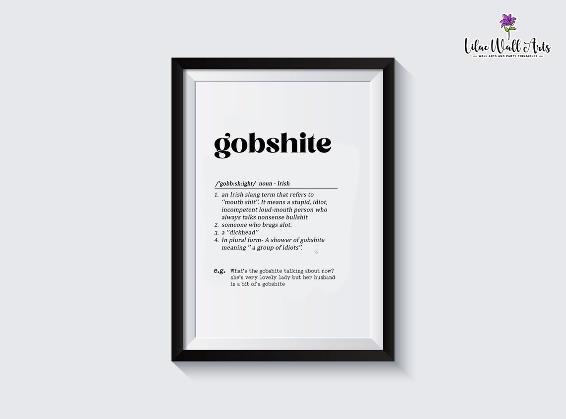 Gobshite Irish Slang Definition Funny Ireland Dictionary Art Poster - Image 3