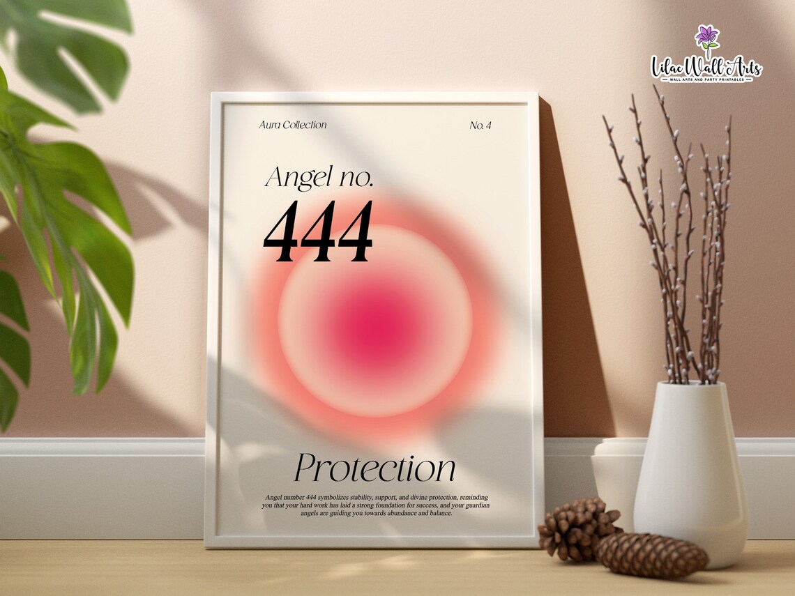 444 Angel Numbers Numerology Art Print, Protection