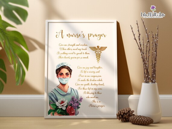 Registered Nurse Prayer, Nurse Office Decor Art Print