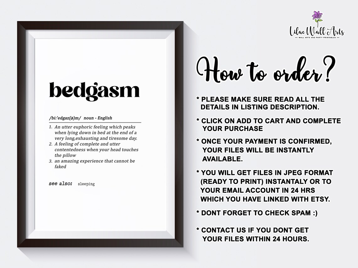 Bedgasm Definition Print, Bedroom Wall Art - Image 2