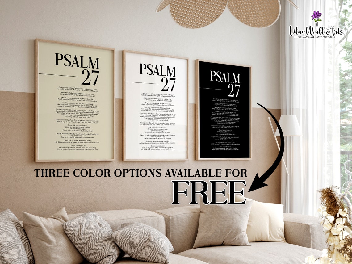 Psalm 27 The Lord Is My Light Full Text Minimalist Scripture Poster - Image 3