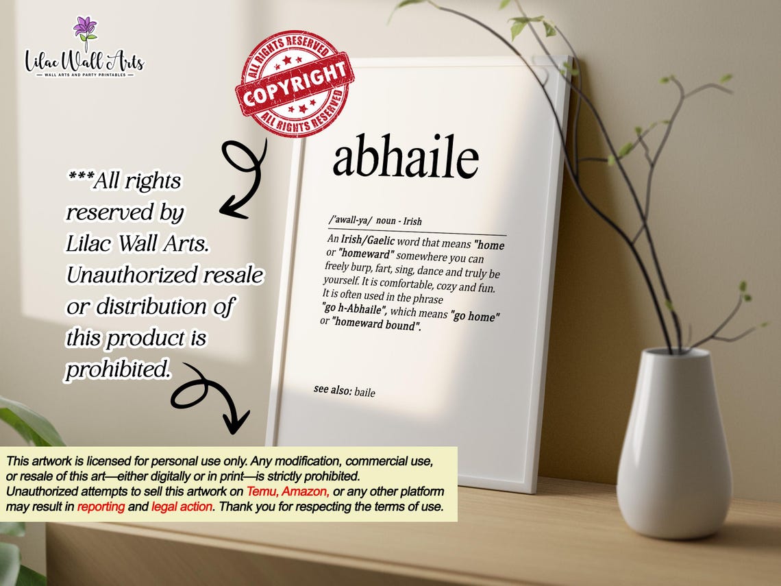 Abhaile Irish Gaelic Home Definition Ireland Heritage Art Poster - Image 6