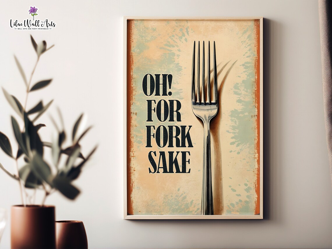 For Fork Sake Print Fork Art Caf Poster Kitchen Print Fun Kitchen Art Gifts For Chef Art Print Cute Apartment Dcor Cool Kitchen Dcor - Image 3
