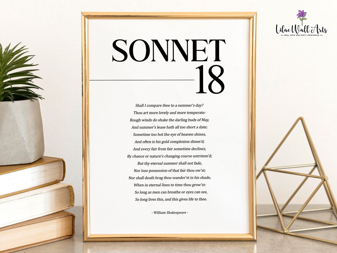Sonnet 18 William Shakespeare Minimalist Black White Poetry Poster - Image 2