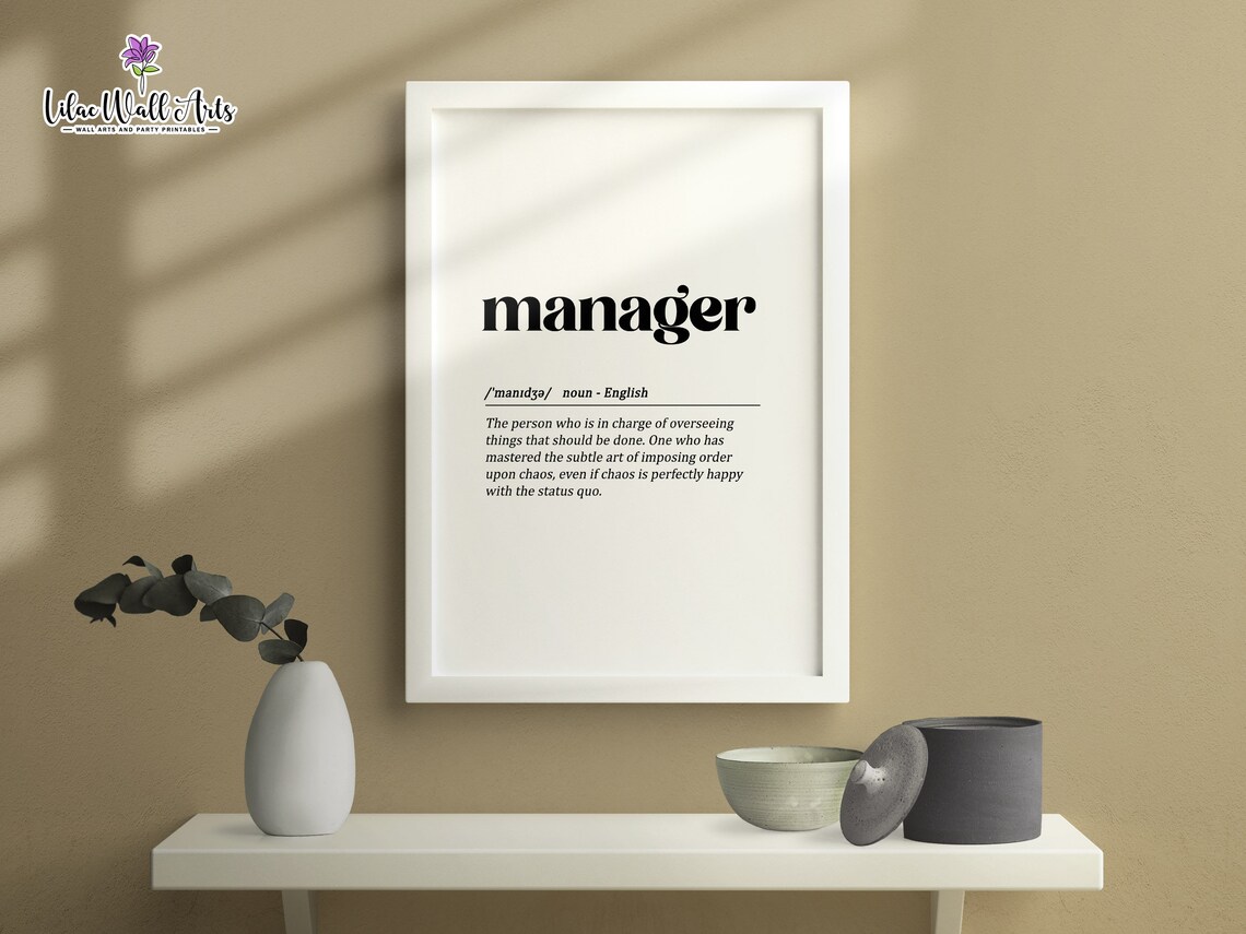 Manager Definition Art Print, Office Desk Decor - Image 2