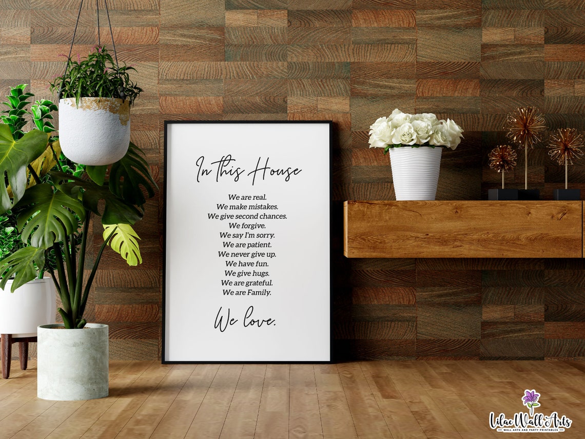 In This House We Are Family House Rules Script Typography Poster - Image 5