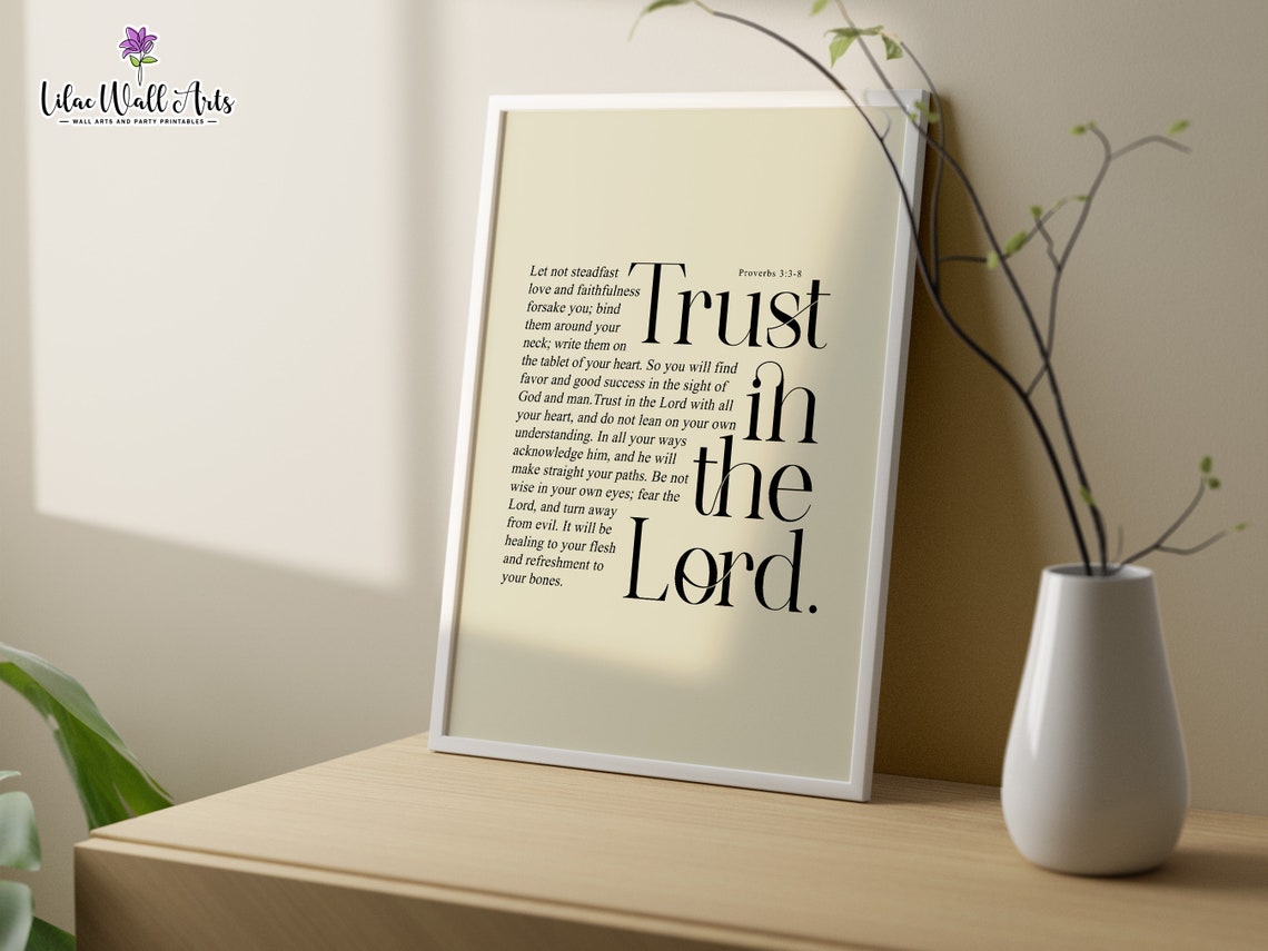 Proverbs 33 8 Esv Bible Verse Wall Art Trust In The Lord Proverbs Wall Art Trust In God Decal Bible Verse Artwork Biblical Art Modern - Image 3