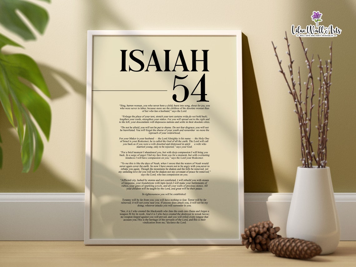 Isaiah 54 Sing Barren Woman Modern Typographic Bible Verse Poster - Image 3