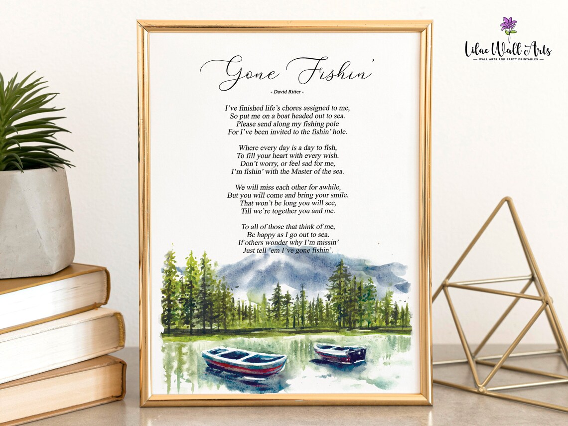 Gone Fishing Poem Memorial Fishing Art Print - Image 5