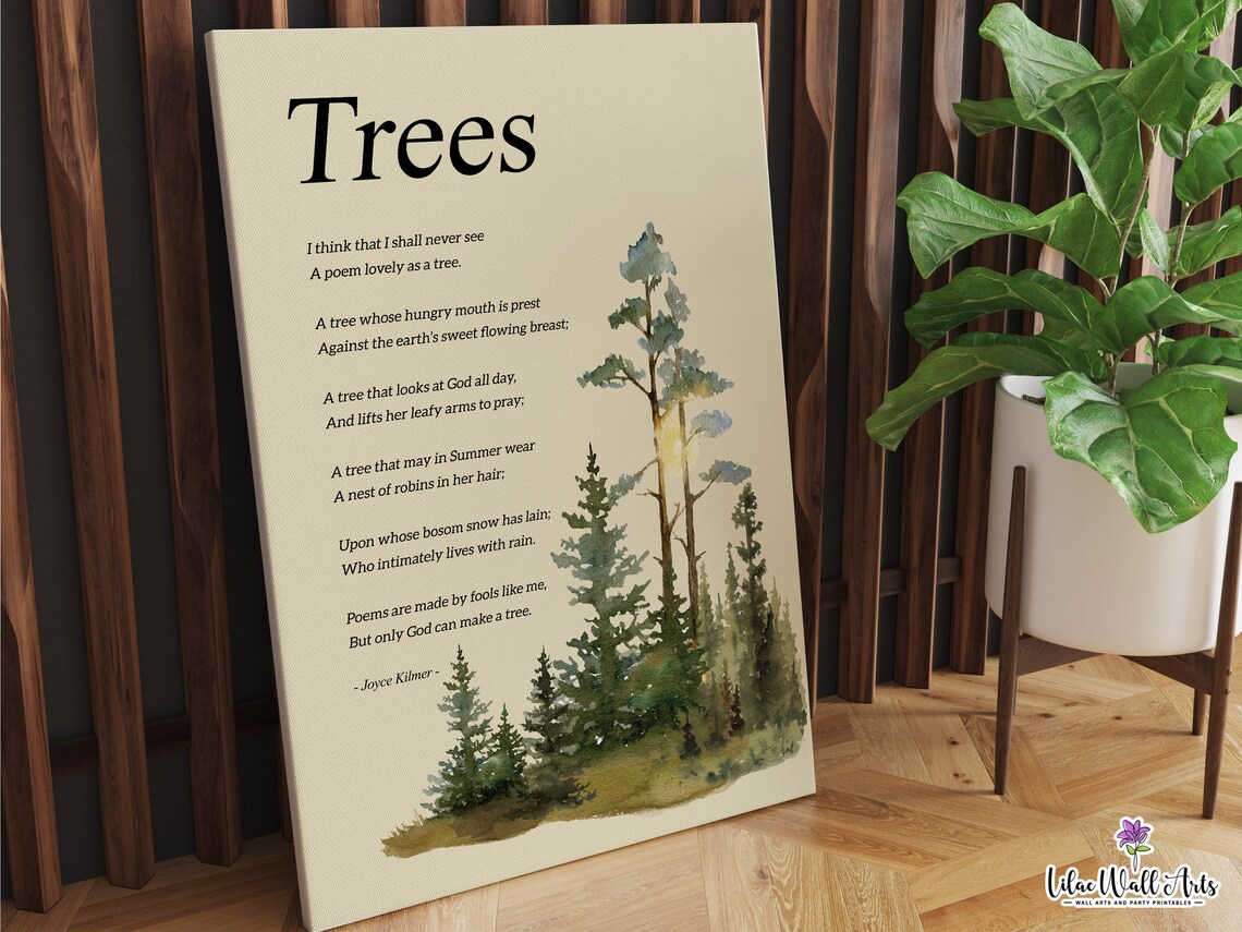 Joyce Kilmer Trees Poem Art Print, Nature Poem