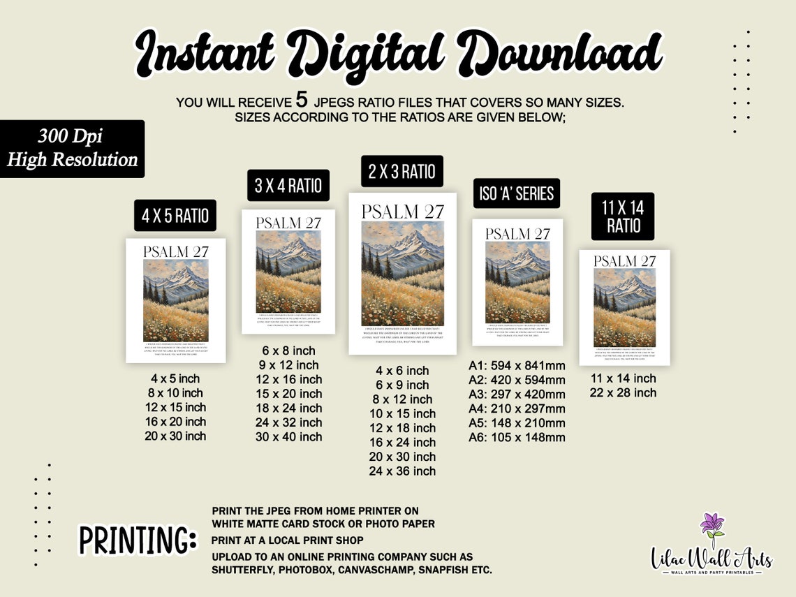 Psalm 27 Mountain Wildflower Meadow Christian Landscape Poster - Image 2
