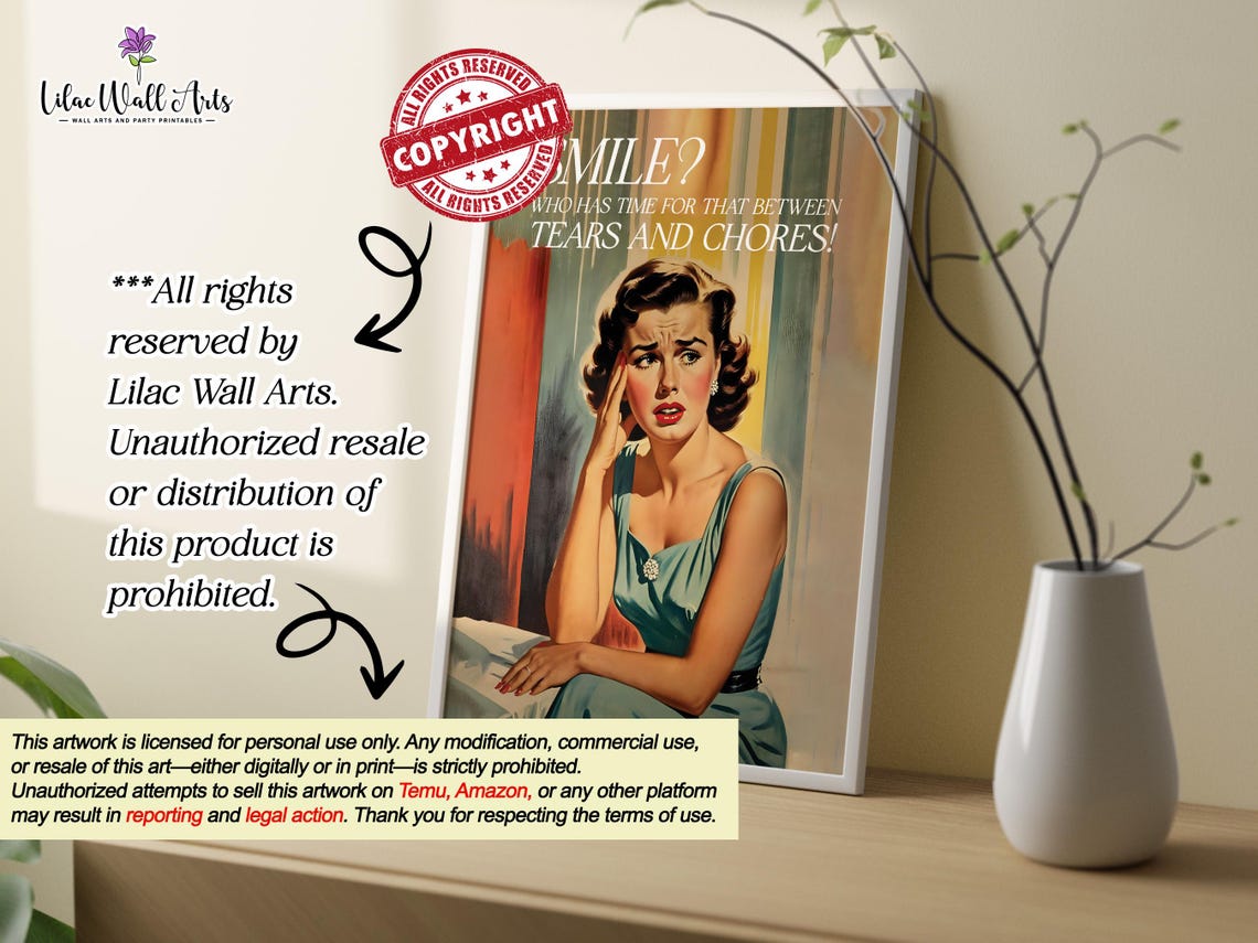 Smile Who Has Time For That Between Tears And Chores Retro Poster - Image 2
