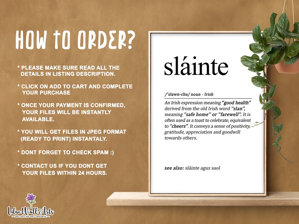 Slainte Definition Art Print, Irish Pub Decor - Image 3
