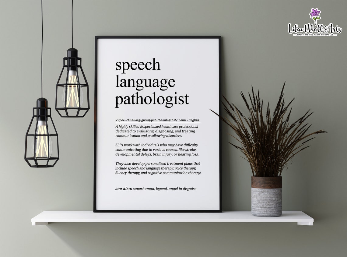 Speech Language Pathologist Definition Dictionary Art SLP Gift Poster - Image 2