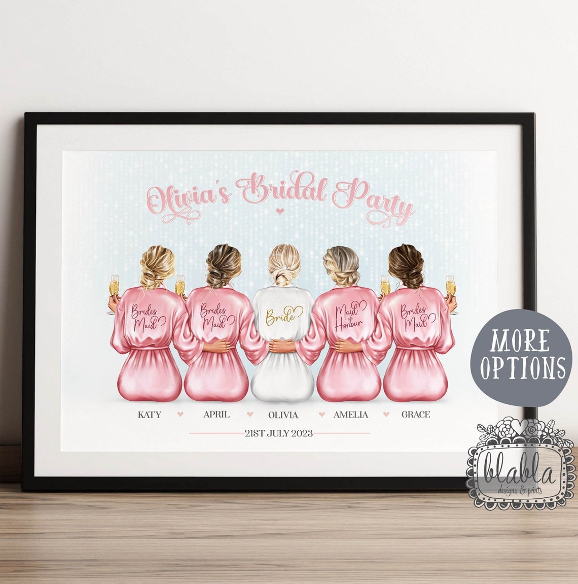 Bridal Part Personalised Gift Wedding Dressing Gowns Gift Gift For Bride Bridesmaid Gift Bridesmaids Gift Wedding Print Wedding Gift