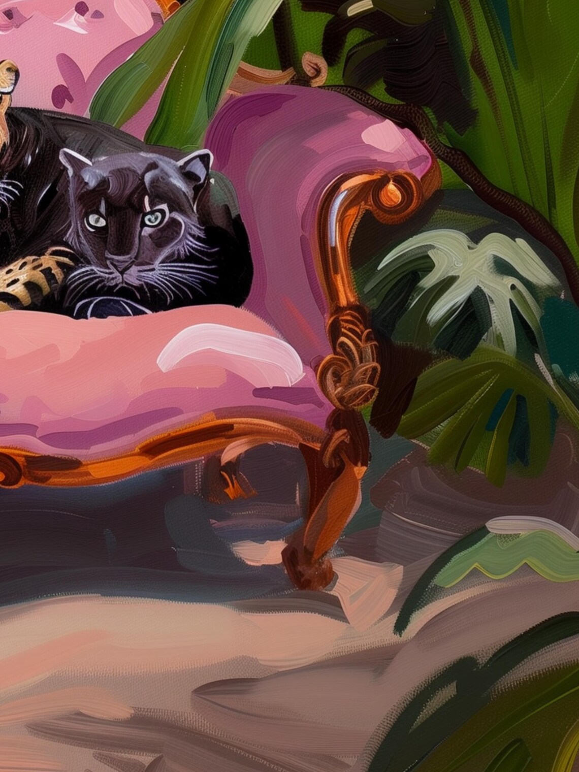 Black Panther and Leopard Maximalist Jungle Art Print - Image 2