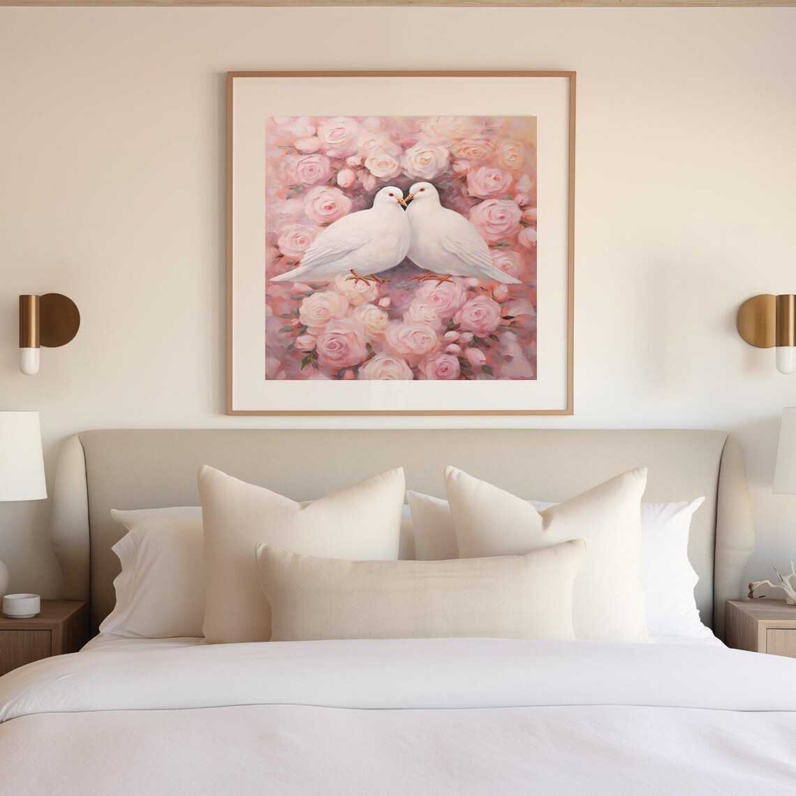 Cute Doves Valentine’s Day Romantic Decor Art - Image 2