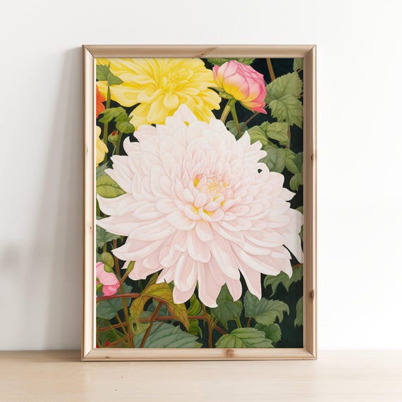 Vintage Floral Art Print Botanical Print Moody Flower Flower Art Prints