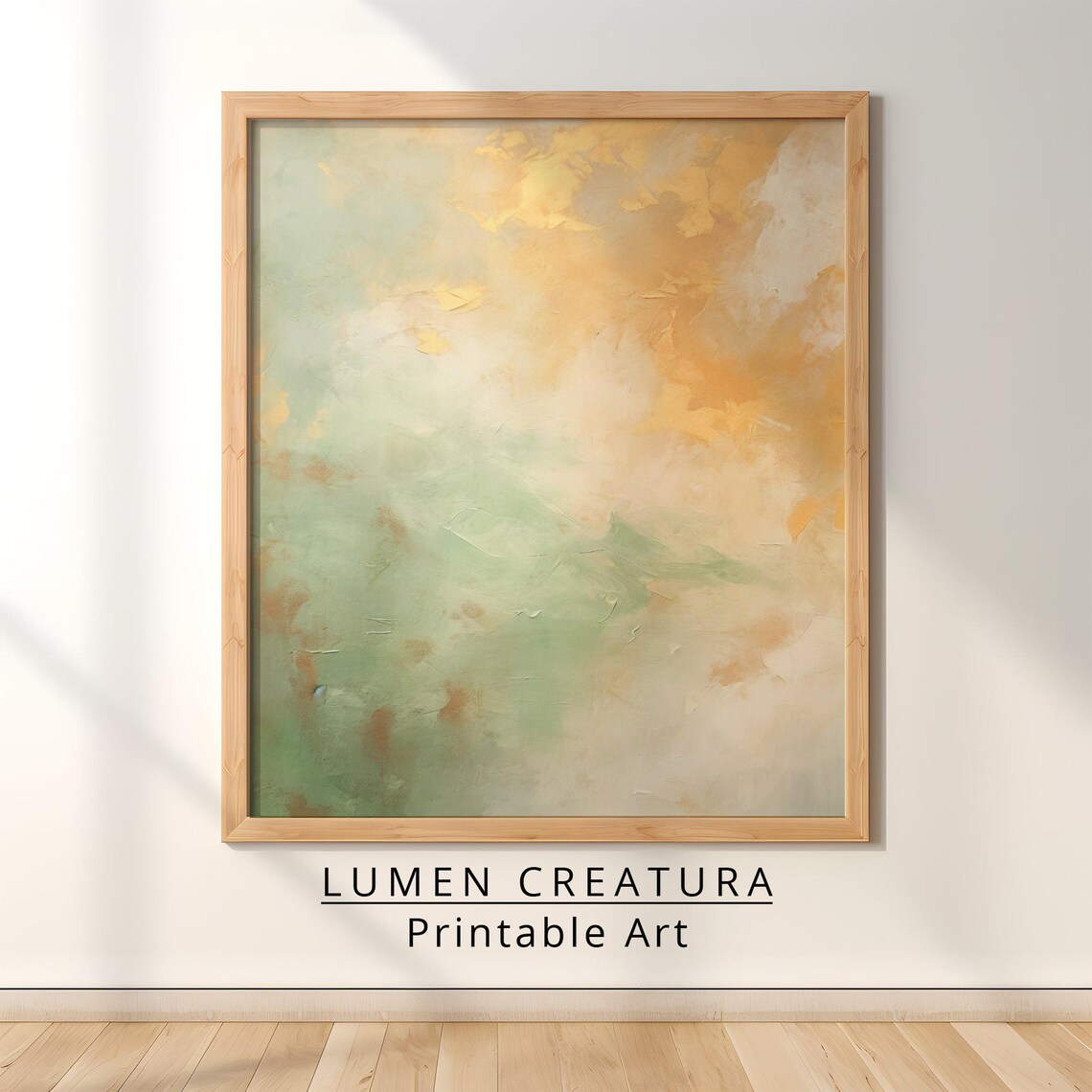 Spring Sage Green Abstract Oil Painting, Cottagecore - Image 4