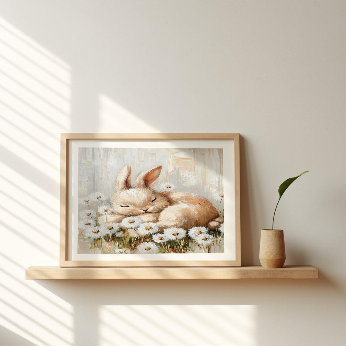 Easter Bunny, Cute Neutral Spring Farmhouse Art Print - Image 2