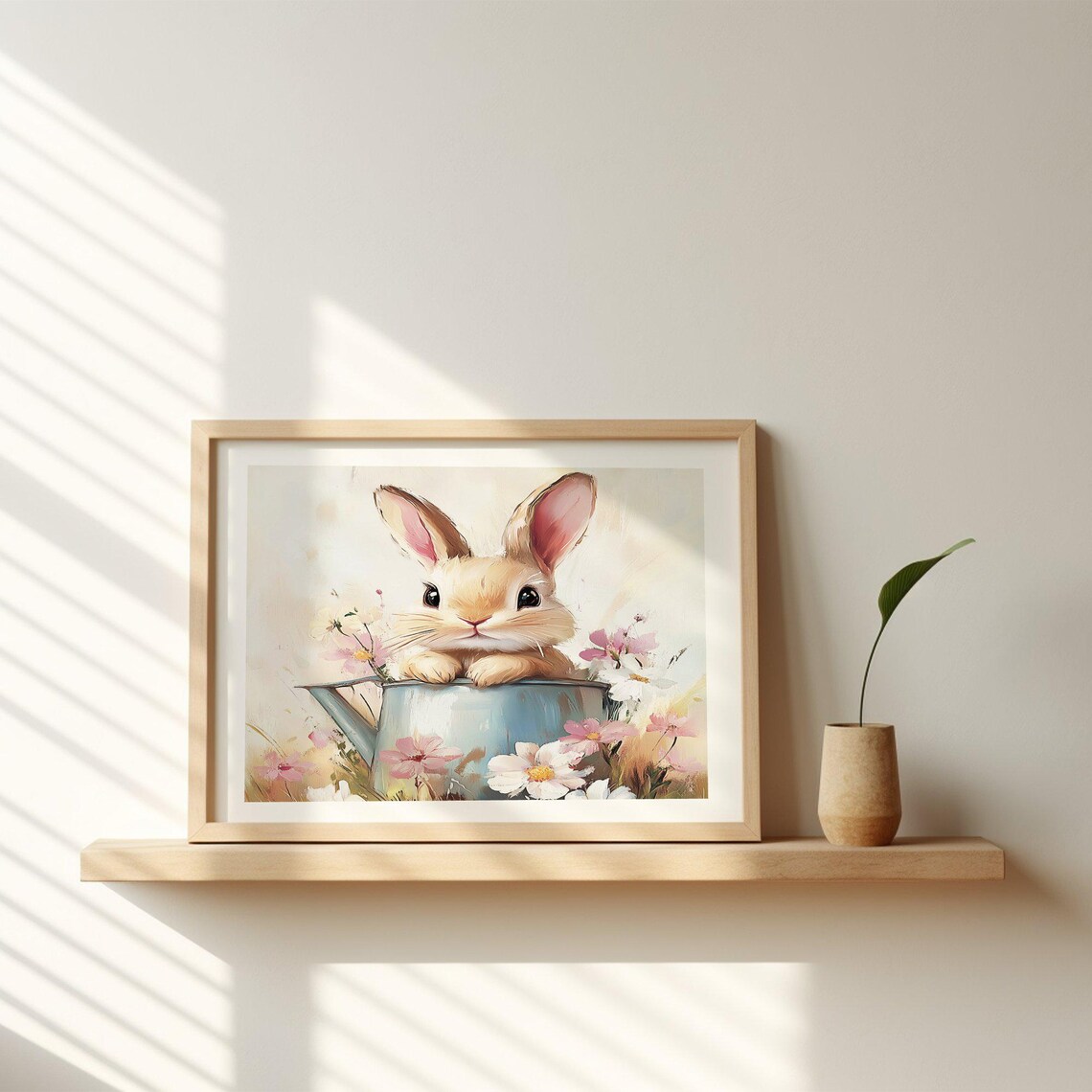 Easter Bunny Art Print, Cute Neutral Spring Farmhouse - Image 2