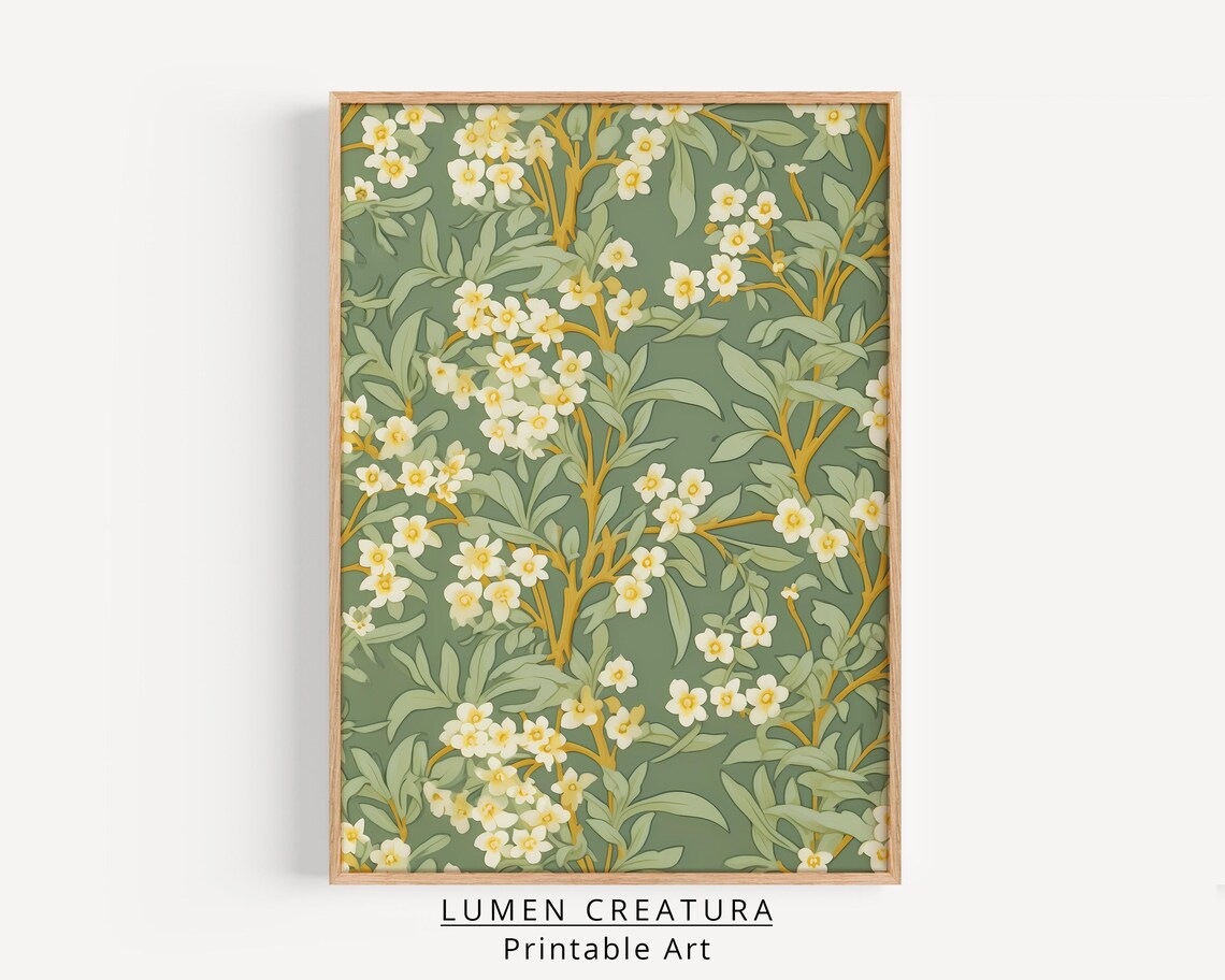 Vintage Floral Pattern Art Print, Botanical Tapestry