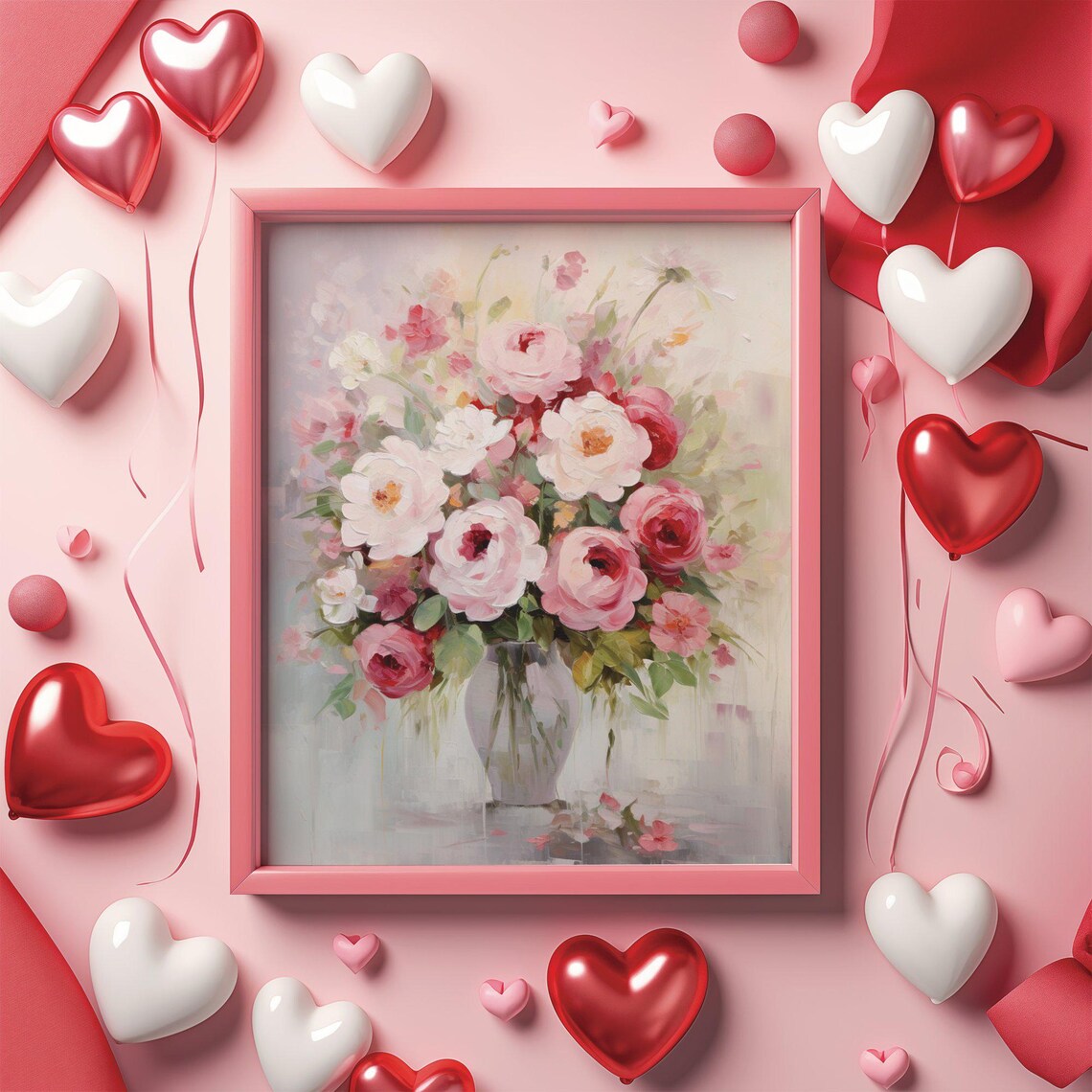 Bouquet Flower Art Print, Romantic Valentine Decor - Image 2