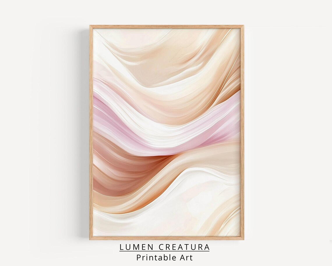Neutral Muted Vintage Living Room Art Print - Image 4