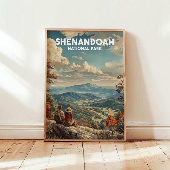 Shenandoah National Park Blue Ridge Overlook Hikers Travel Poster