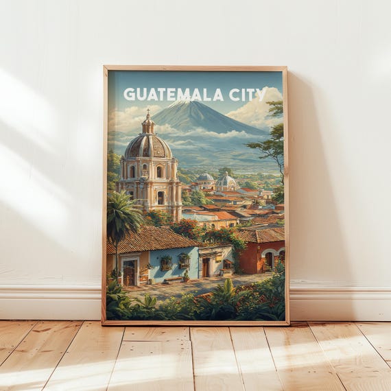 Guatemala City Wall Art Travel Poster Urban Skyline Print Central America Decor Modern Photography