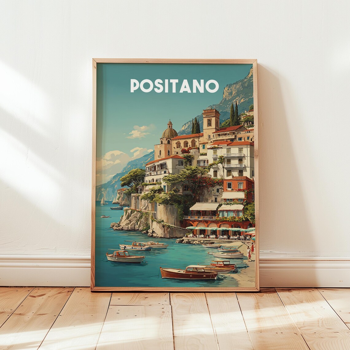 Positano Amalfi Coast Vintage Travel Poster Retro Italy Wall Decor