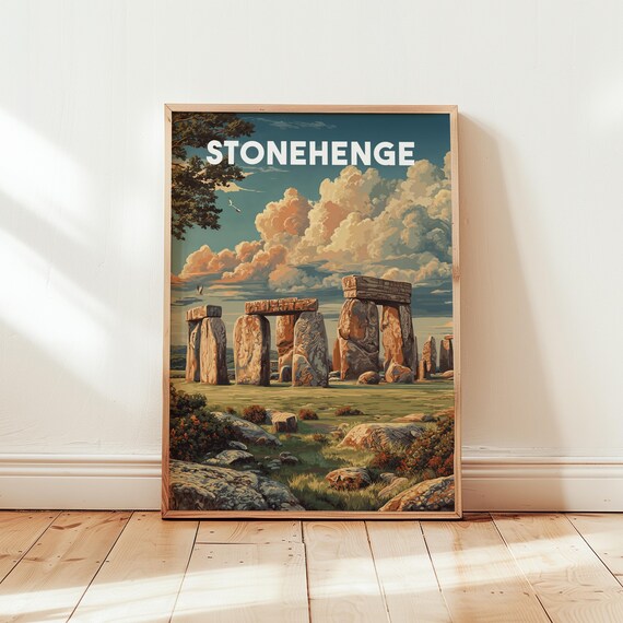 Vintage Stonehenge Travel Poster, British Landmark