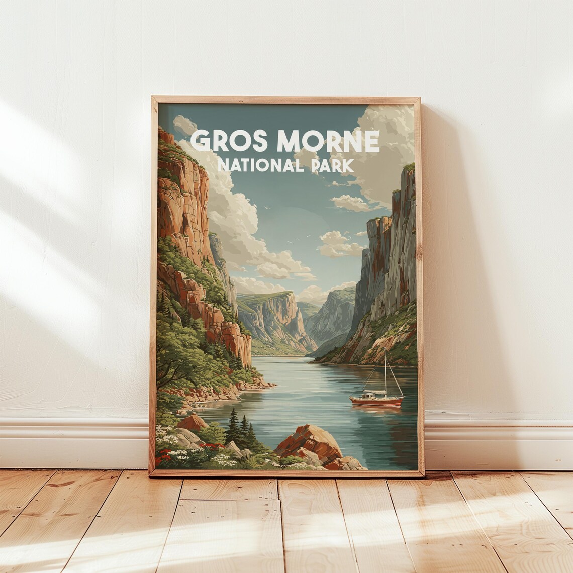Gros Morne National Park Vintage Canada Fjord Travel Art Poster