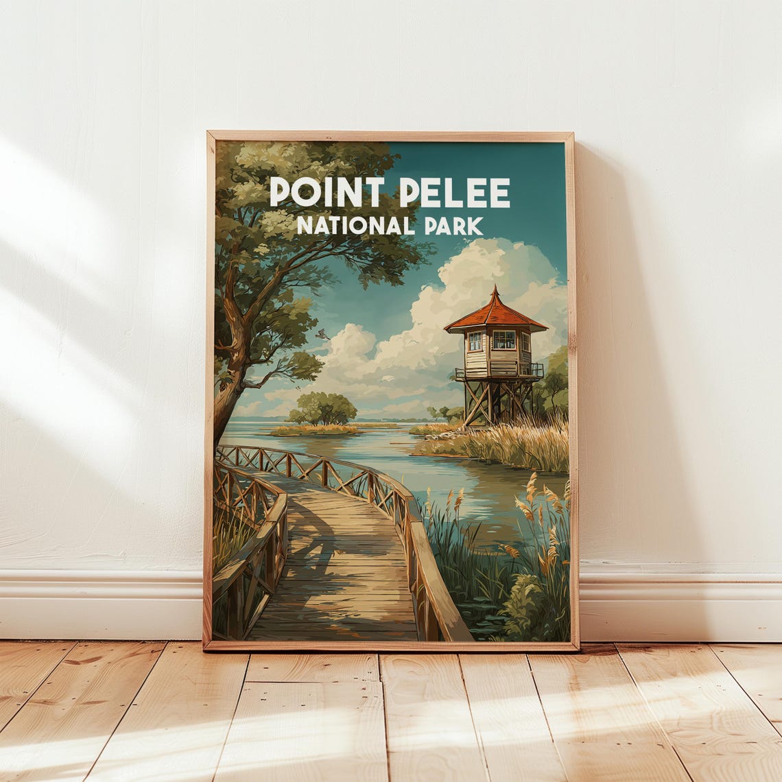 Point Pelee National Park Boardwalk Tower Marsh Vintage Travel Poster