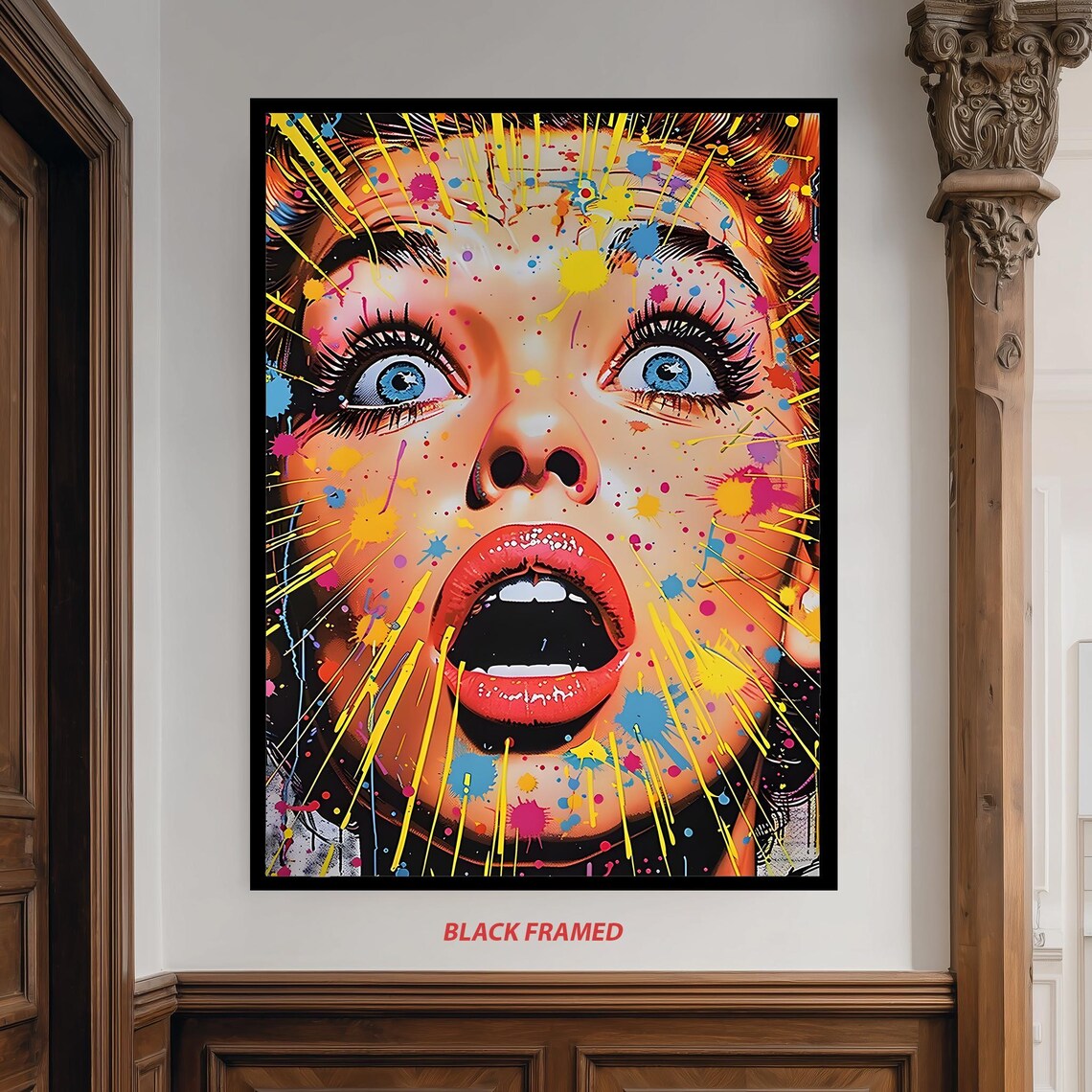 Shocked Pop Art Woman, Comic Style Portrait Art Print