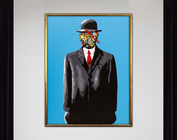 Rene Magritte Son of Man Urban Graffiti Bowler Hat Art Poster