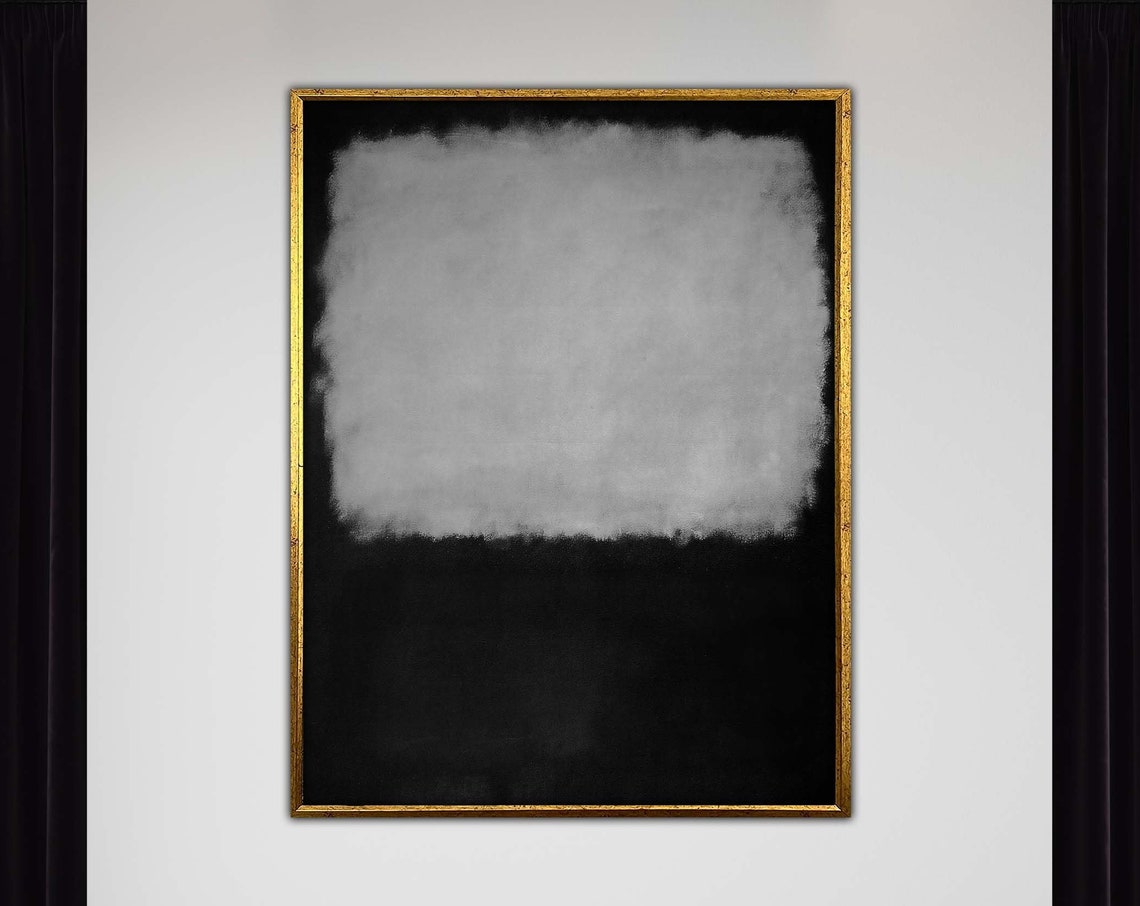 Mark Rothko Bluewhite Framed Canvas Paintingmark Artabstract Wall Arthandmade Minimalist Decororiginal Designfree Shippinggift