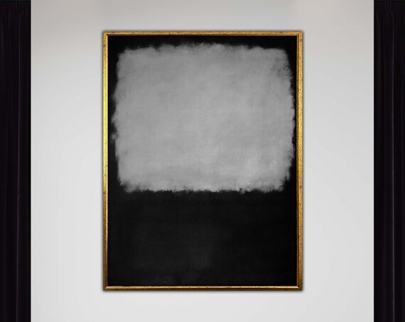 Mark Rothko Bluewhite Framed Canvas Paintingmark Artabstract Wall Arthandmade Minimalist Decororiginal Designfree Shippinggift