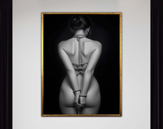 Erotic Bound Beauty Canvas Sensual Rope Bondage Art Elegant Female Nude Print Sexy Wall Decor Ready To Hang