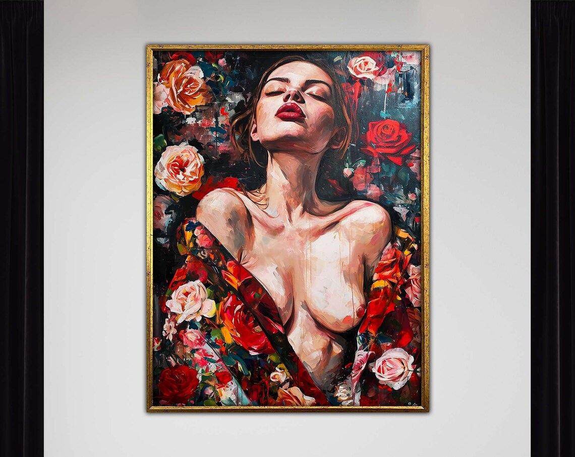 Sensual Bloom Art Print, Passionate Floral Portrait