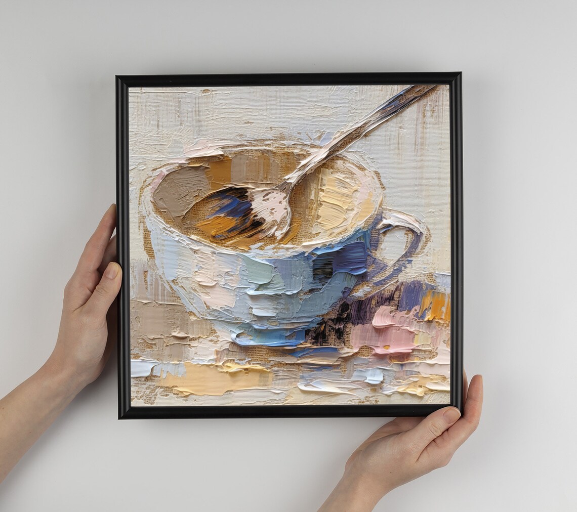Tea Cup Oil Painting, Kitchen Dining Art Print - Image 2