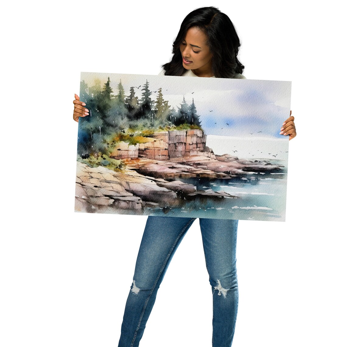 Lake Superior Watercolor Art Print, Michigan Landscape - Image 2