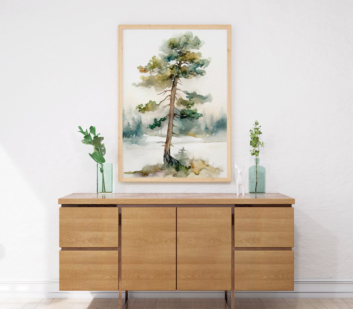 Pine Tree Watercolor Forest Poster, Neutral Nature Art - Image 4